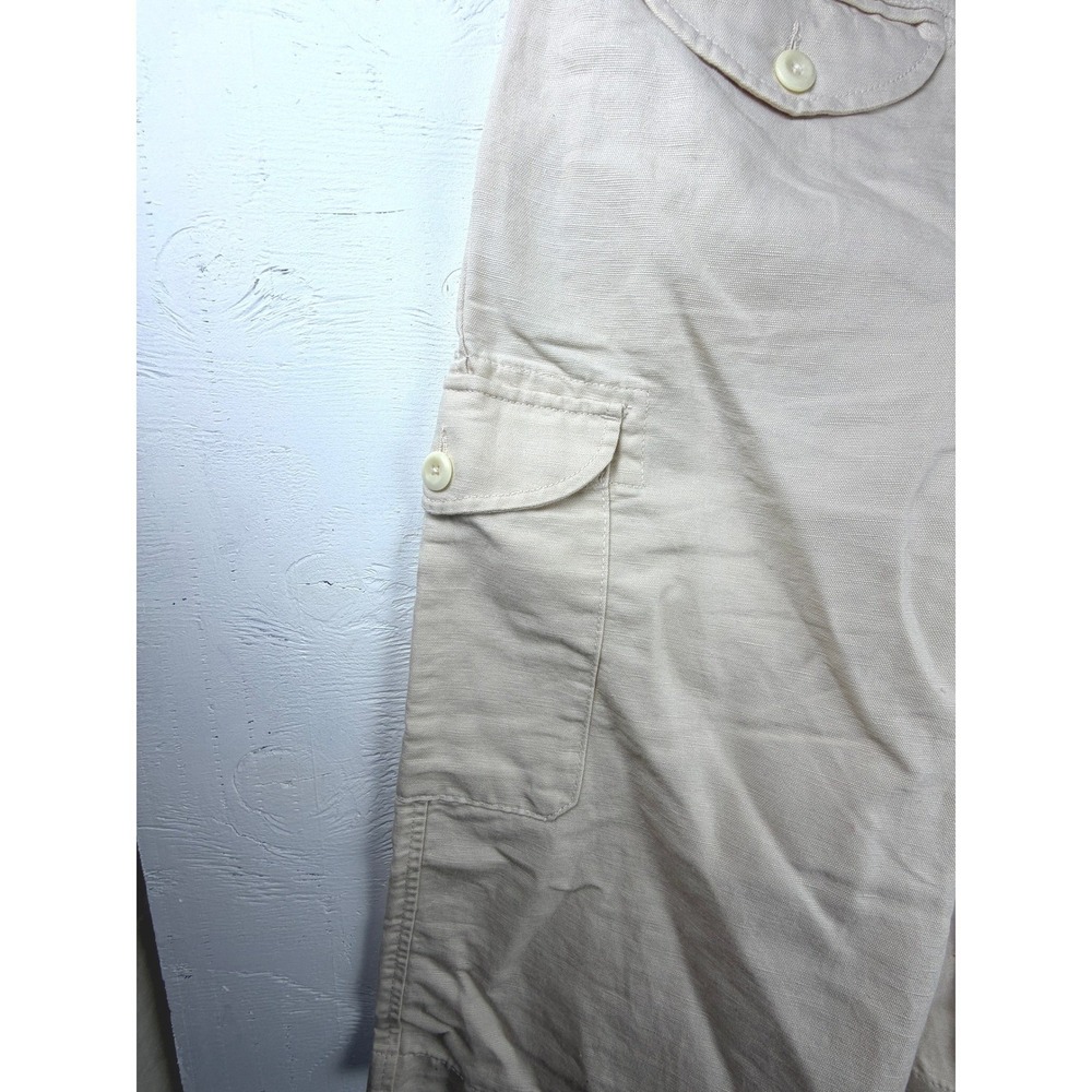 Banana Republic Explorer Culottes Linen Cargo Wide Leg High Rise Petite 0 Beige - Picture 9 of 12